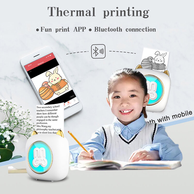 Printer Mini HD portabel kertas termal Universal, stiker Label kertas berperekat Universal 57mm untuk ponsel cetak gambar foto 2024