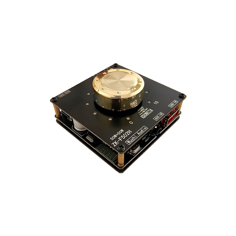 Módulo placa amplificador de potência áudio, ZK-F502H, indicador de volume, Bluetooth, TPA3116D2, 2.0 estéreo, 50W + 50W
