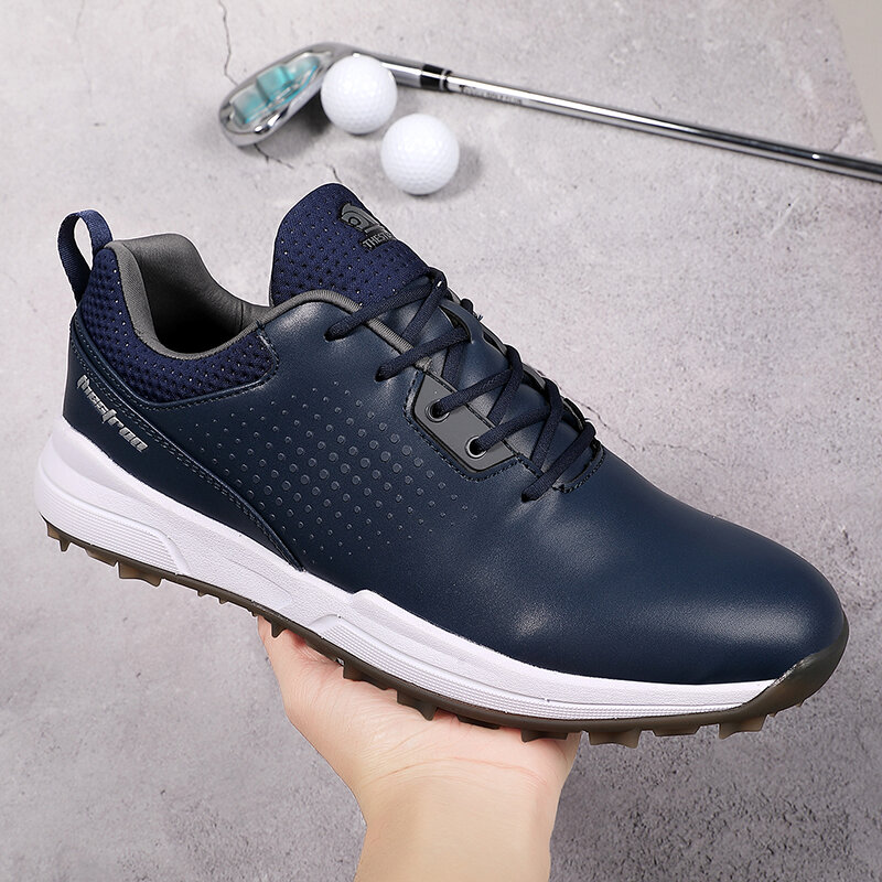 Sepatu Golf tahan air untuk pria, sepatu Golf Spikeless ukuran 40-47 sepatu kets jalan