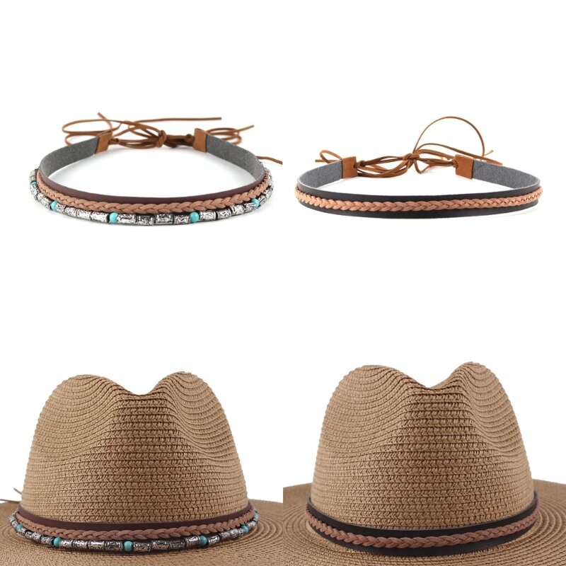 Boheemse stijl hoed touw Veelzijdige pet Kleurrijke wevende hoedriem voor cowboyhoed