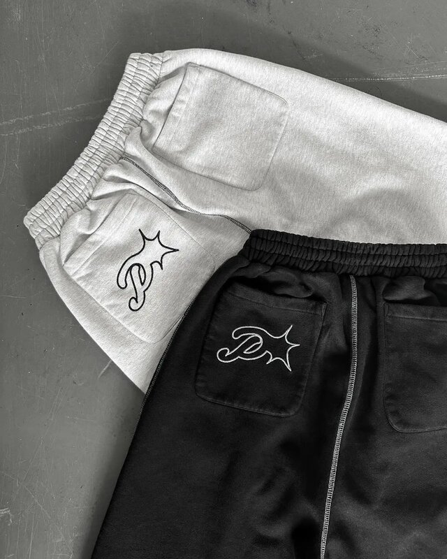 Pantalones de chándal con patrón de letras bordadas Retro americano para hombres y mujeres, pantalones de chándal de cintura alta casuales sueltos, Hip Hop callejero, moda Y2K
