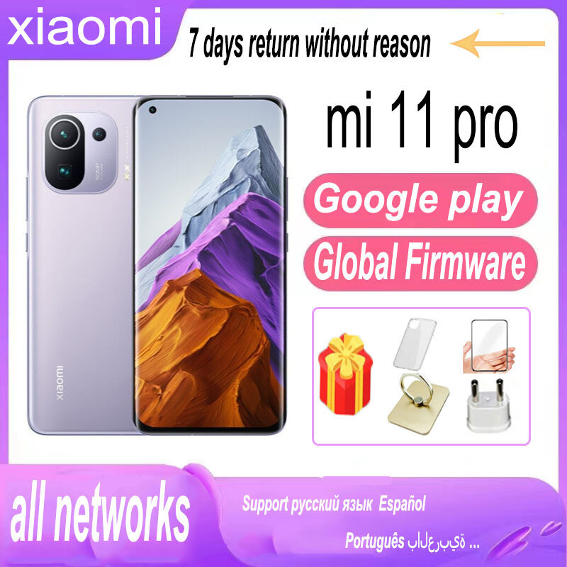 Ponsel pintar rom Global Xiaomi 11 Pro, ponsel pintar zoom 5G layar melengkung 12G 512G
