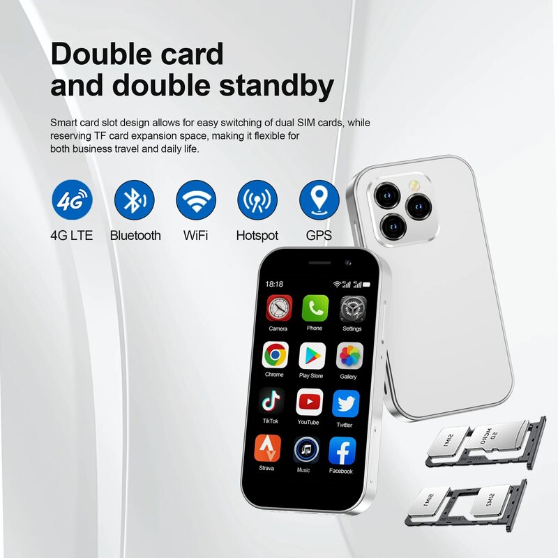 King8000 Mini Smartphone, 2GB, 16GB Palm, 3.0 "Display, 2000mAh, Câmera dupla de 5MP, 4G LTE, Android 10.0, Custo-benefício, Custo-benefício