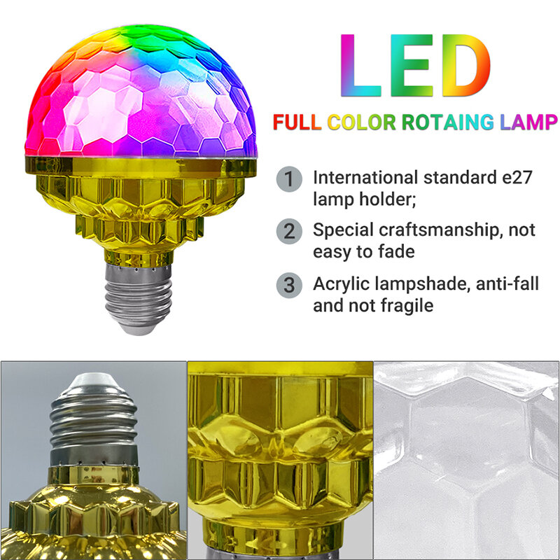 E27 Color Rotating Magic Ball Lamp 360 ° Colorful Magic Led Bulb Party Stage Light Night Light per DJ Disco KTV Atmosphere Lights