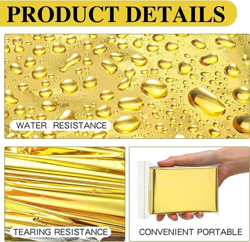 1-5pcsOutdoor Emergency Gold-Sliver Survival Blanket Waterproof First Aid Rescue Curtain Foil Thermal Military muslimah