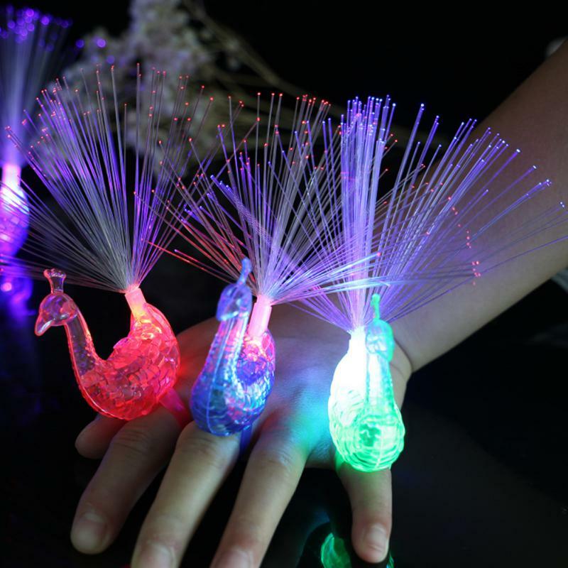 Lampu jari merak menyala dalam gelap mainan anak-anak dekorasi bercahaya lampu kilat LED bintang bersinar mainan intelektual anak