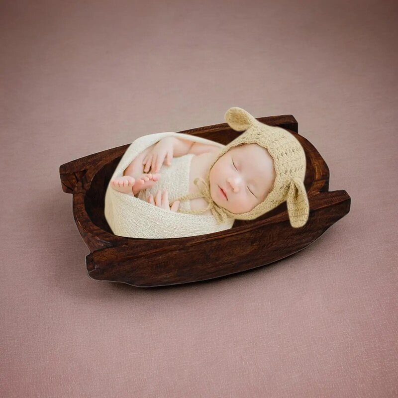 الدعائم التصوير حديثي الولادة ، Bowl ديكور وعاء خشبي ، سلال الأريكة الصغيرة للطفل الفتيات والفتيان ، عيد ميلاد شهري