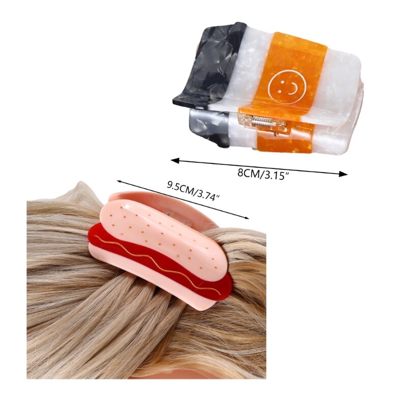 Klip rambut makanan wanita gadis jepit rambut cakar Hamburger kartun asetat aksesori rambut jepit rambut rahang