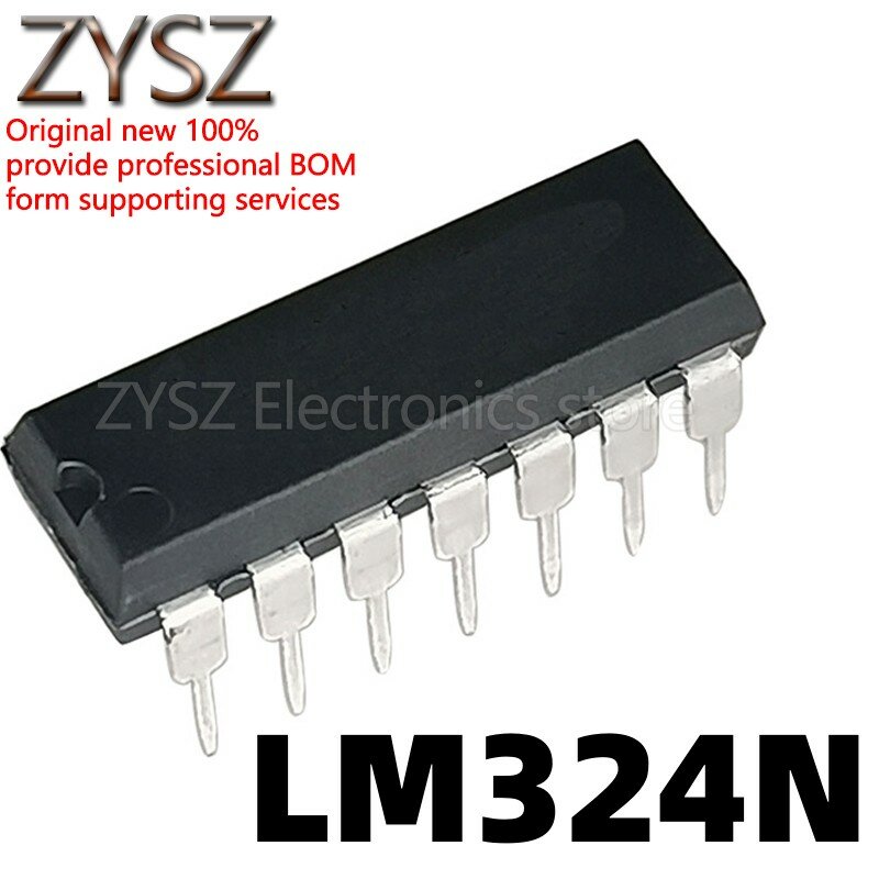 Amplificador operacional de cuatro vías, 1 piezas, LM324, LM324N, DIP14, pin recto