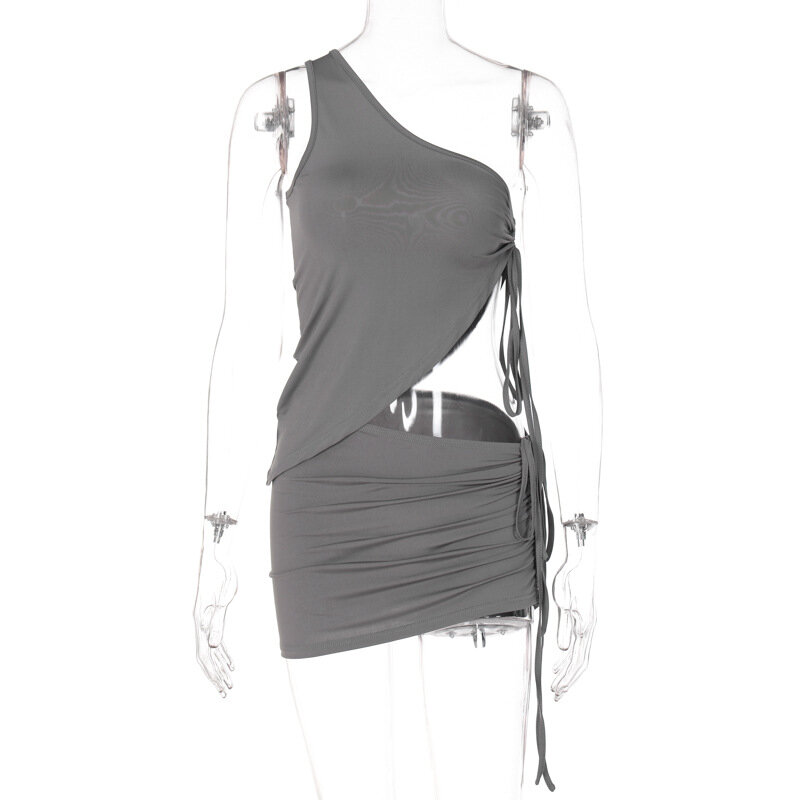 Seksowna solidna bez rękawów sukienka z odkrytymi plecami Body-Shaping wyciąć spódnica Party Lace Up Maxi sukienka kobiety Clubwear kobieta Vestidos 20664