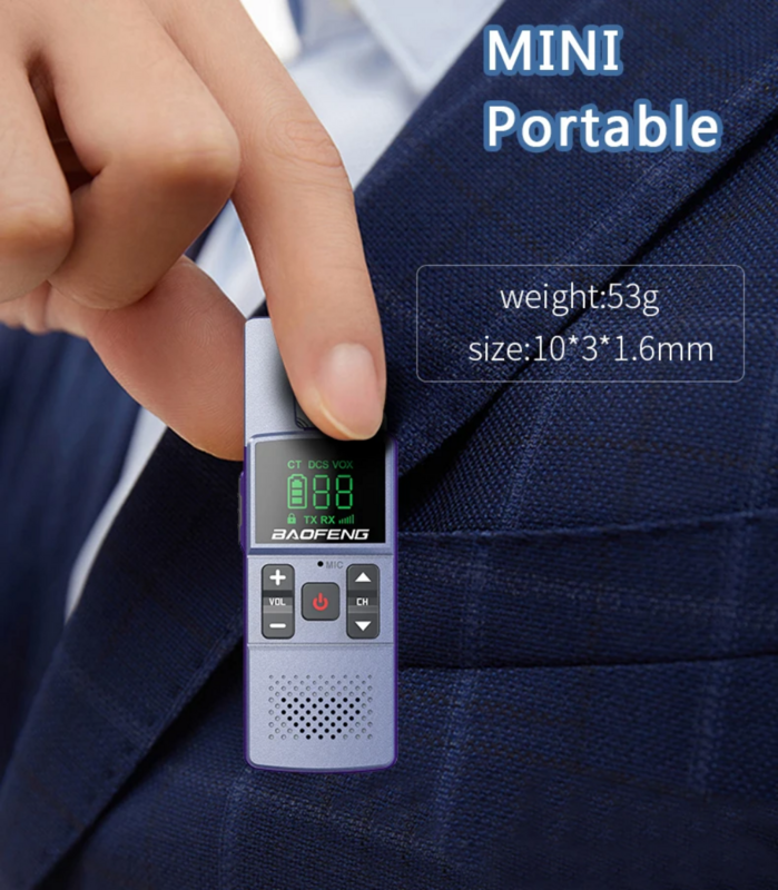 Baofeng-Professional Mini Walkie Talkie com fone de ouvido para rádio bidirecional, carregamento direto USB, UHF, M1, M2, BF-888S, 400-470MHz, 1 Pc, 2Pcs