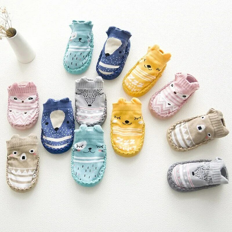 Calcetines de suela de goma para bebé, calcetín antideslizante para recién nacido, Otoño e Invierno