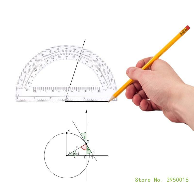 5 buah busur derajat matematika 180 derajat busur derajat plastik 6 inci busur derajat untuk rancangan geometri, alat pengukuran
