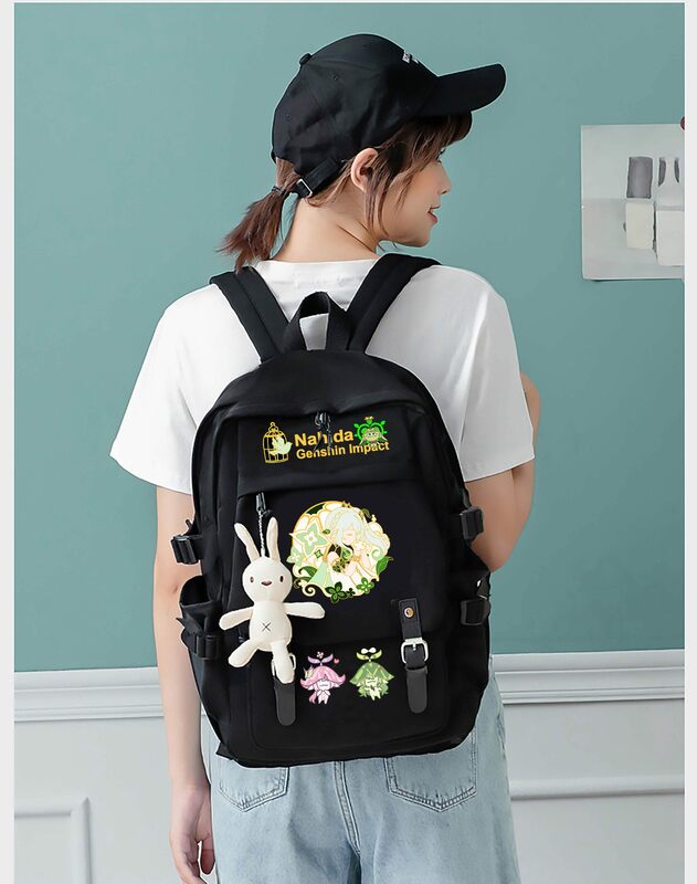 Gioco Genshin Impact Buer Nahida zaino nero studente scuola libro borse adolescenti bambini viaggio Bagpack spalla moda borse regalo