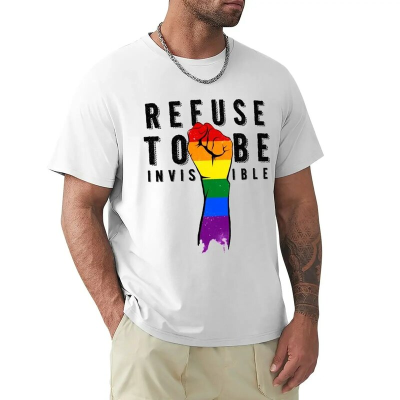 Refuse To Be Invisible 남성용 속건성 티셔츠, 플러스 사이즈, 재미있는 여름 탑