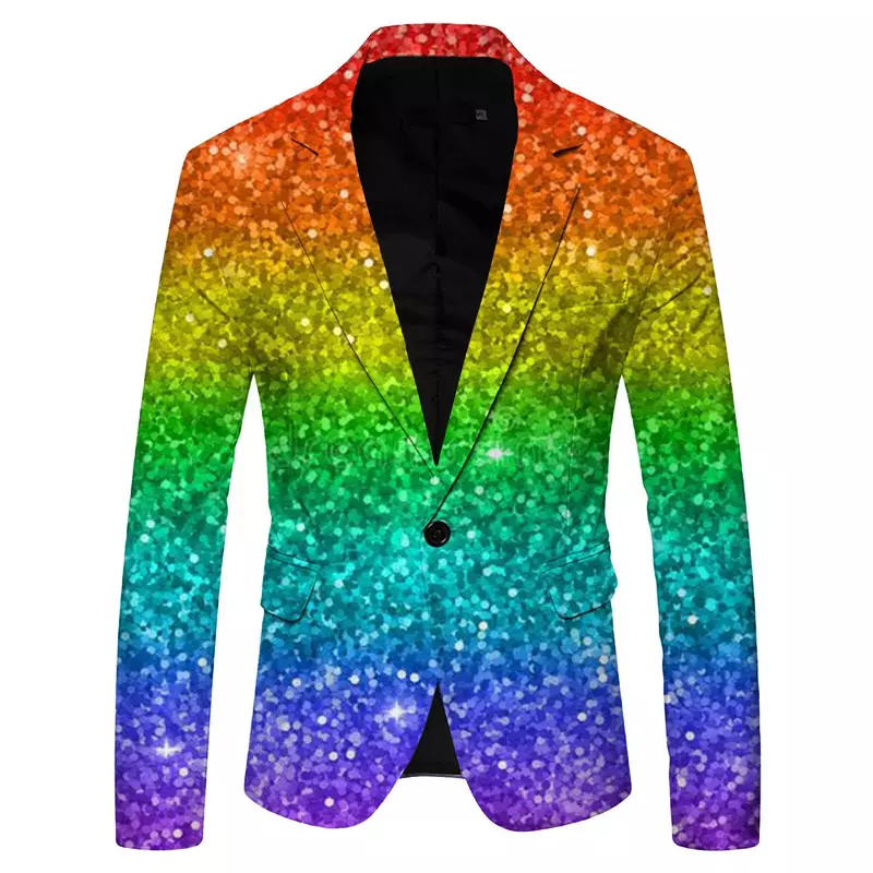 Men Shawl Lapel Blazer Design printed Sequin Suit Jacket Dj Club Stage Singer Clothes Nightclub Blazer Wedding Party Suit Jacket