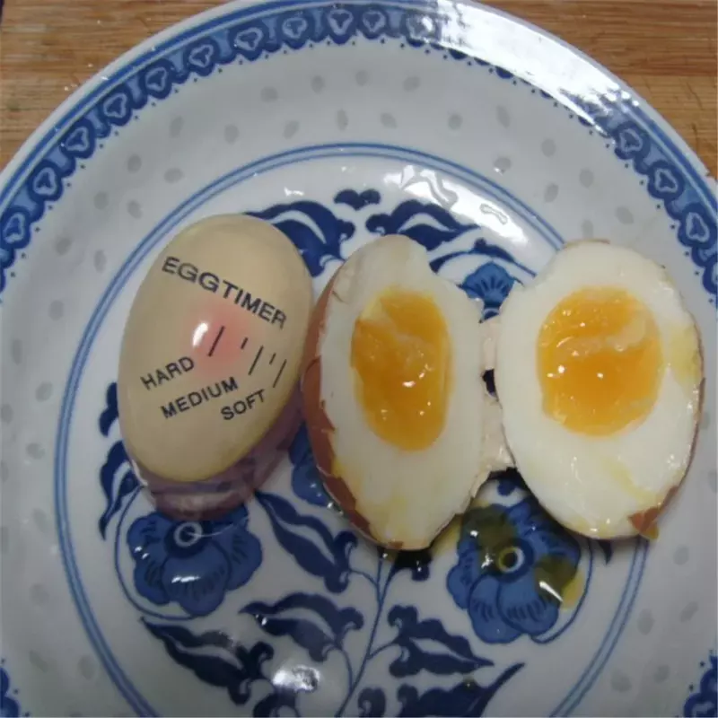 Alat pengatur waktu telur elektronik, 1 buah gadget elektronik dapur berubah warna lezat lembut memasak telur rebus keras Resin ramah lingkungan merah