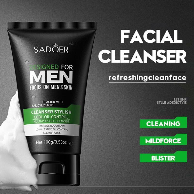 Limpiador Facial hidratante para hombres, limpieza profunda con Control de aceite, eliminación de espinillas, cuidado de la piel, X6M9, 100g