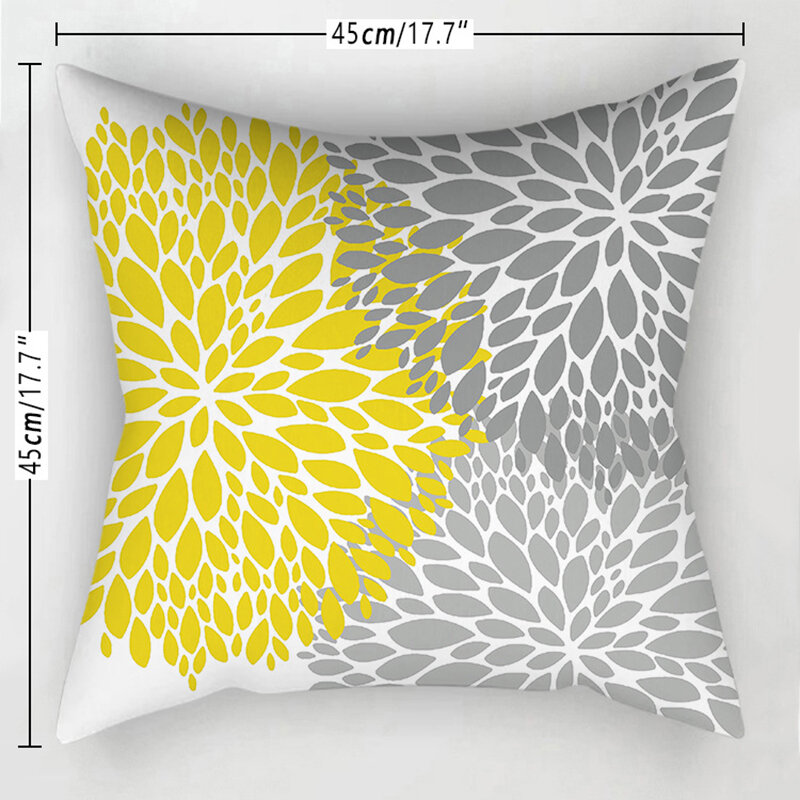 幾何学的なプリントの正方形の枕カバー,黄色の正方形のクッションカバー,家,椅子,ソファの装飾,45x45cm