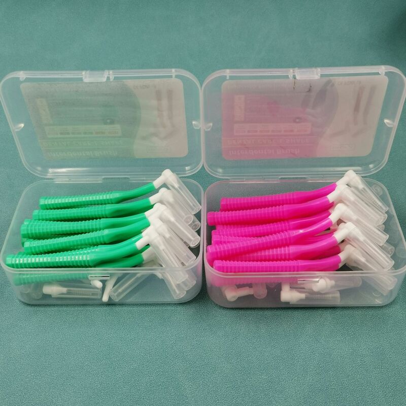 Escovas interdentais angulares, plásticos de alta qualidade, uso a longo prazo entre cintas dentárias, limpador de escovas dentárias, segurança, novo, 20 peças