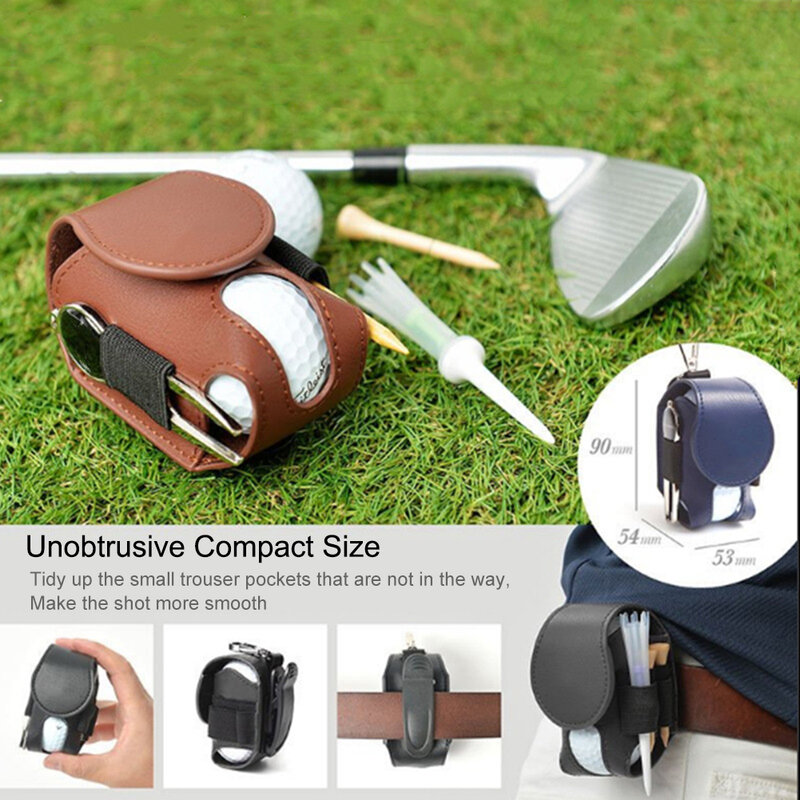 Bolsa de cinto de couro portátil para mulheres, mini golf bolsa de armazenamento, cinto, fivela, portador de golfe