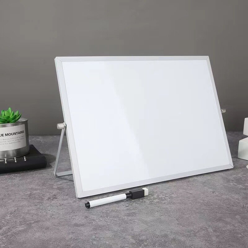 Dupla face magnética escritório Whiteboard, quadro negro do escritório, Folding Desktop Noteboard, Home Erasable Stand