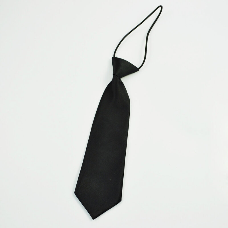 Cravatta sottile elastica in poliestere nero solido per bambino