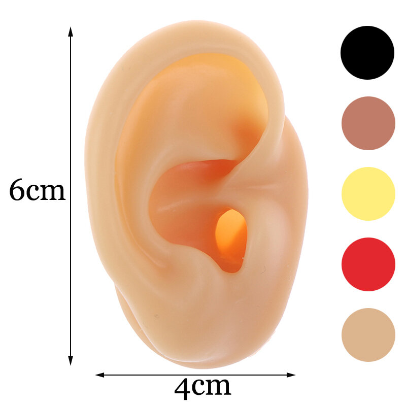 Modèle d'oreille en silicone souple pour la pratique du piercing, bijoux de tatouage, boucles d'oreilles, affichage de goujon, accessoires médicaux, fuchsia, réutilisable