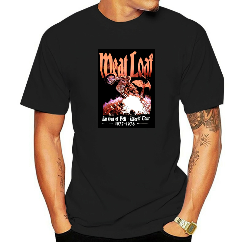 Camisa de carne preta masculina Loaf T, Bat Out of Hell Band Logo