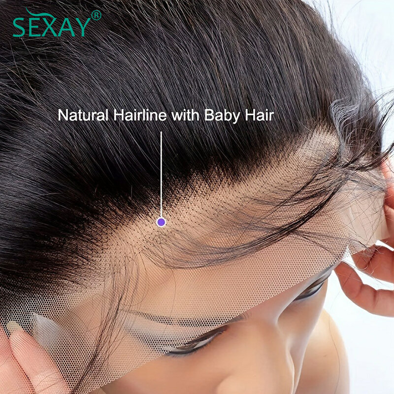 Laço de cabelo humano brasileiro frontal com cabelo de bebê, fechamento pré-arrancado, laço suíço, orelha a orelha, 4x4, parte livre, 13x4