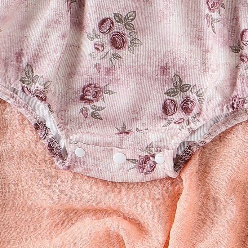 Vestito da neonata pagliaccetto con stampa floreale girocollo a maniche lunghe con fascia per capelli vestiti autunnali