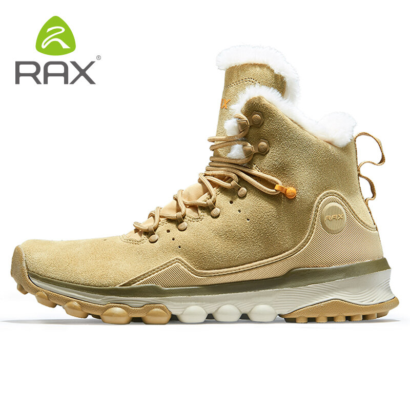 RAX-zapatos de senderismo impermeables para hombre, zapatillas de nieve para exteriores, botas de nieve de felpa para montaña, calzado para correr y turismo al aire libre, Invierno