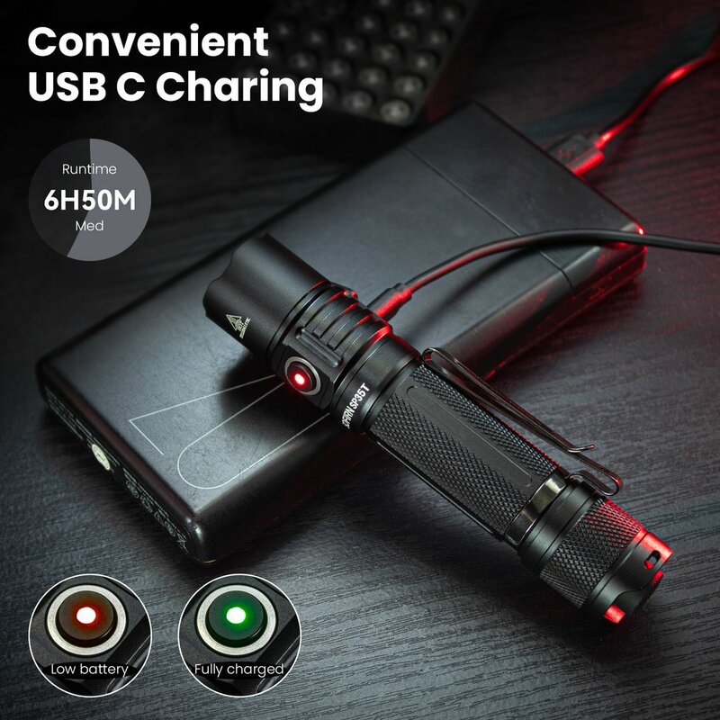 Sofirn-linterna táctica SP35T 3800lm 21700, potente luz LED recargable por USB C, con interruptor Dual, indicador de potencia, ATR