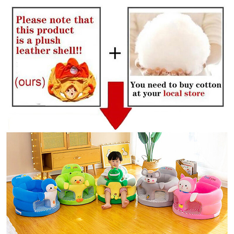 Baby Sitting Chair Cover Cute Animal Shaped Plush Sofa Case Infants Learning Support Seat Cushion