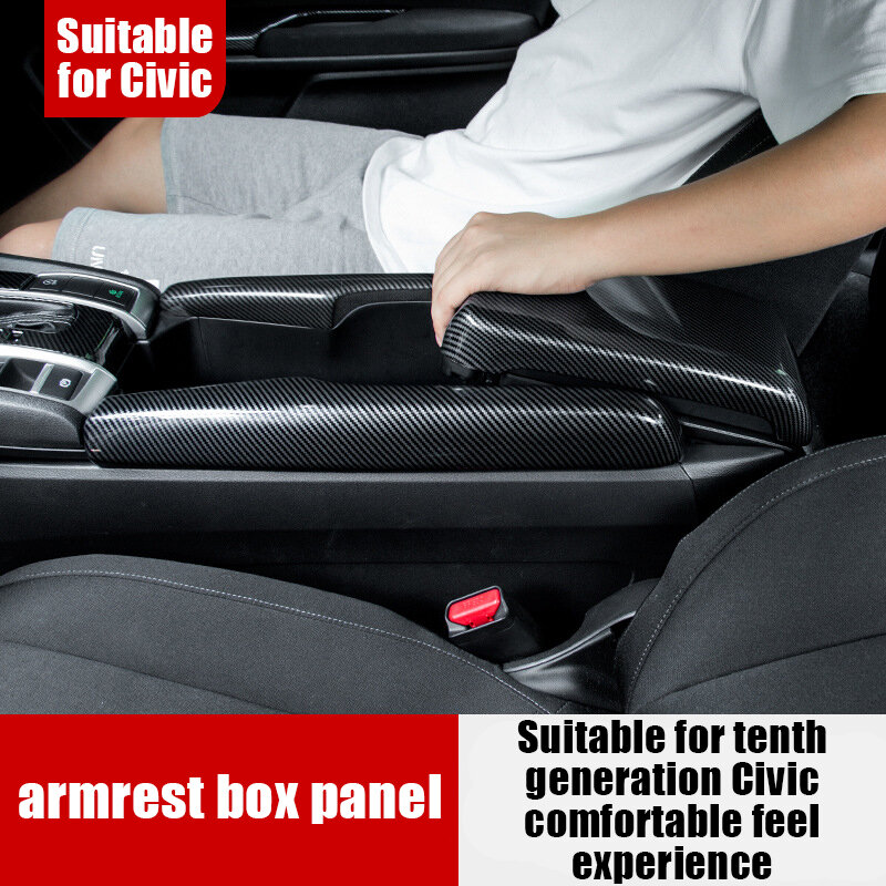 3 Pcs Center Armrest Box Protective Cover for Honda Tenth Generation Civic Wear-Resistant Anti-Scratch Decorative Frame