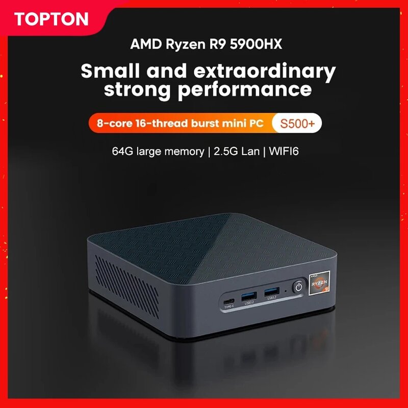 Topton-Mini PC AMD Ryzen 9 5900HX R7 5700U DDR4 2x2 x M.2 NVMe SSD 2,5G LAN, microordenador de escritorio para juegos, pantalla HD 3x4K, el más nuevo