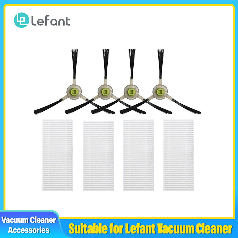 4 Side Brushes + 4 HEPA Filters for Lefant F1 Robot Vacuum Cleaner Accessory Part