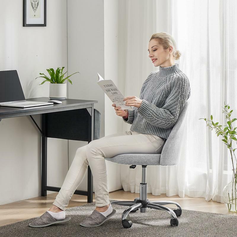 Poinchaise de bureau sans accoudoirs avec roues réglables, tissu moderne, bureau à domicile, travail, vanité d'ordinateur