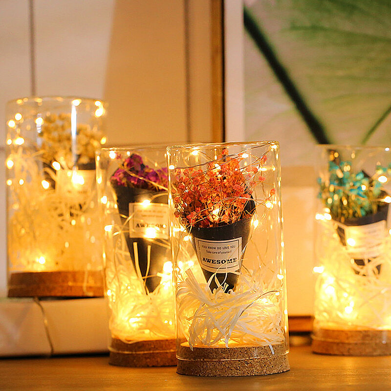 Mini LED Fairy Light para o Natal, fio de cobre, luz da corda, lâmpada da noite, impermeável, casamento, Natal, festa da guirlanda, 1m, 2m, 3m, 5m