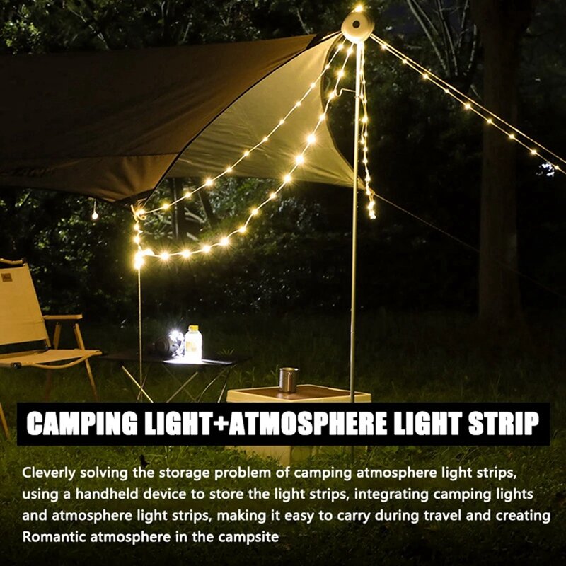 LED Camping Lamp Strip Atmosphere 10M Length IPX4 Waterproof Recyclable Light Belt Lamp For Tent Room Durable Easy Install