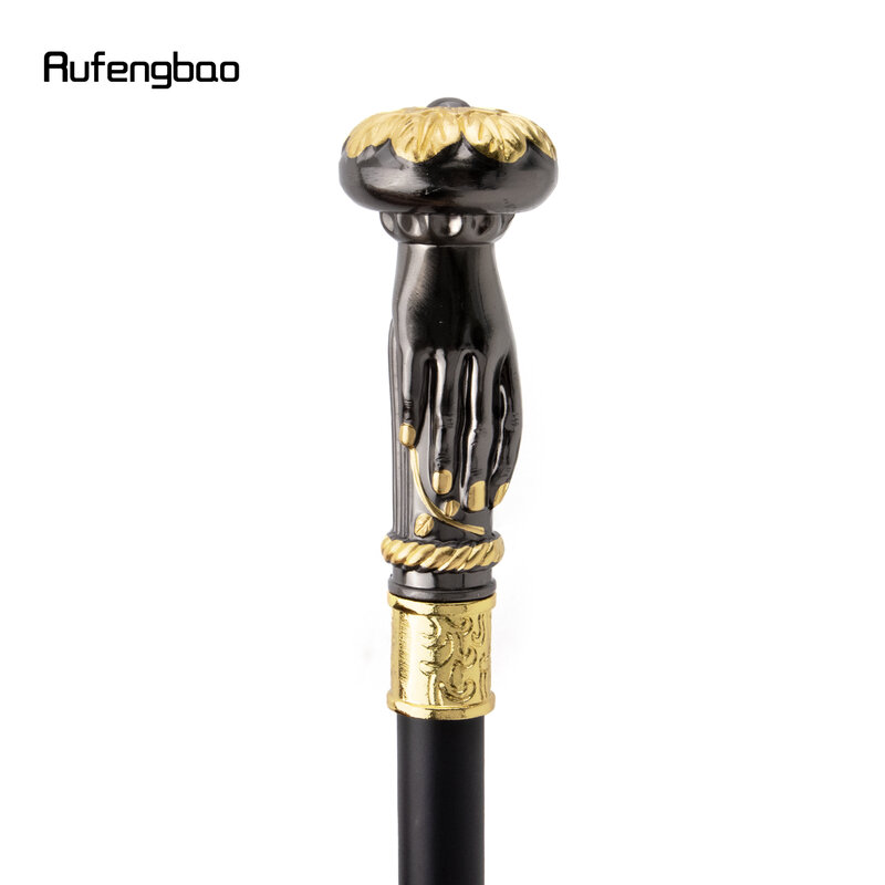 Golden Black Hand Hold Flower Single Joint Walking Stick Decorative Cospaly Fashionable Walking Cane Halloween Crosier 93cm