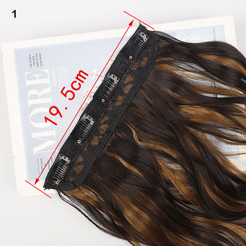 Jeedou ekstensi rambut sintetis panjang bergelombang, ekstensi rambut tebal untuk kepala penuh 4 buah/set klip dalam rambut ikal goyang warna hitam cokelat
