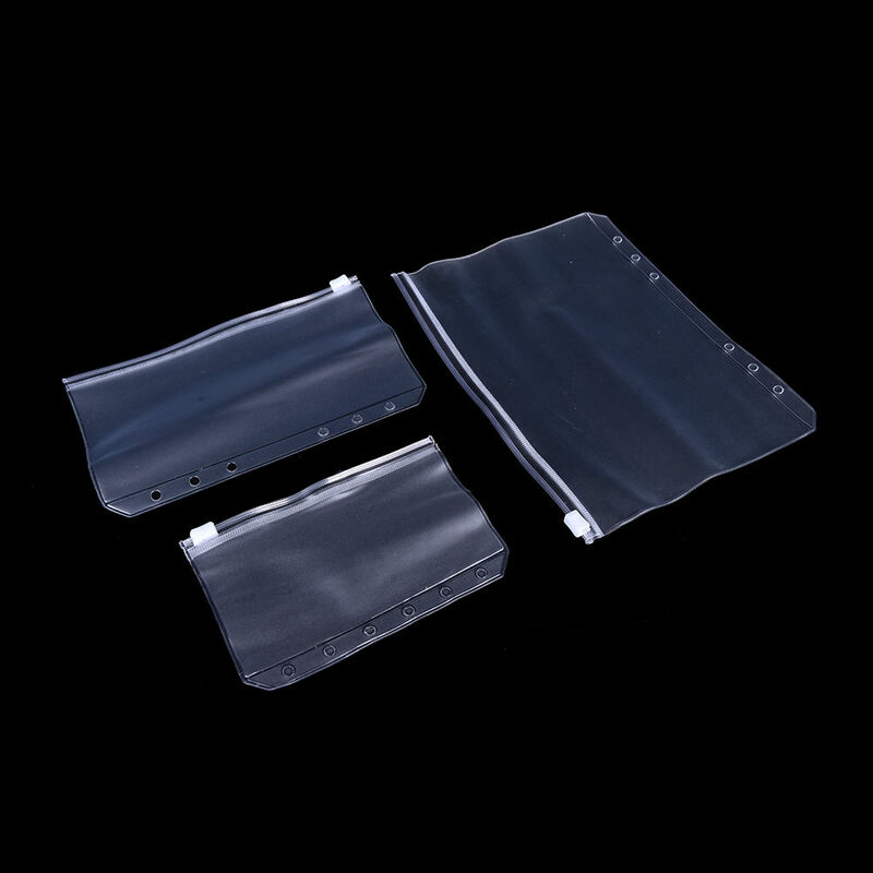 3 ukuran PVC presentasi Folder ritsleting menerima tas A5 / A6 / A7 1 Buah PVC transparan tas penyimpanan tas pemegang kartu