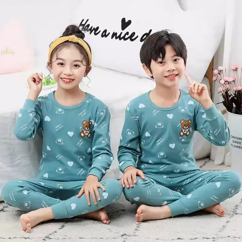 2024 Kinderpyjama Set Cartoon Panda Kinderen Nachtkleding Baby Jongens Kleding Slaappak Katoenen Pyjama Baby Nachtkleding Voor Meisjes