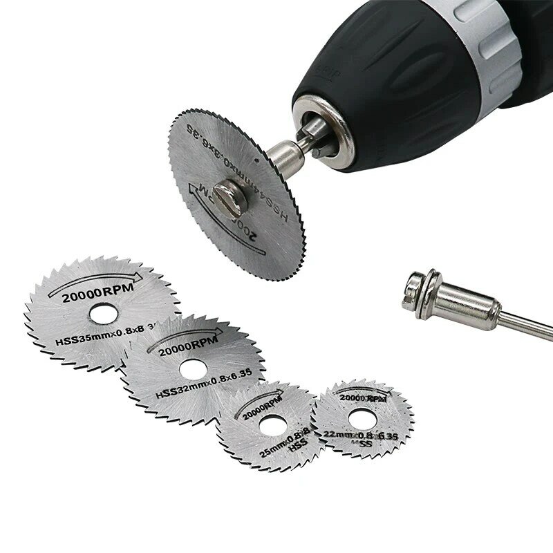 7 pçs conjunto de mini hss serra circular lâmina ferramenta rotativa para dremel cortador de metal conjunto de ferramentas elétricas de corte de madeira discos broca mandril corte