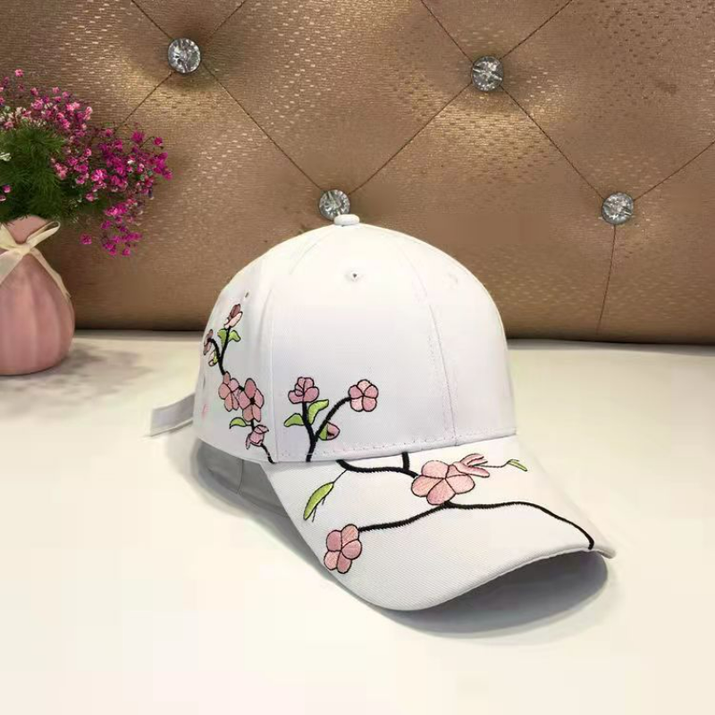 Plum Embroidered Baseball Cap Adjustable Sun Protection Snapback Caps For Women Men Summer Outdoor Travel Sports Hiking Dad Hat