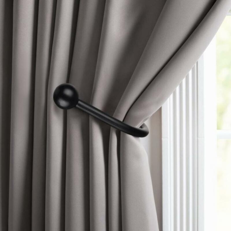 Gancho de cortina montado en la pared para cortinas de tela, gancho colgante de alta resistencia, hecho de aleación de aluminio negro, 6,3 pulgadas