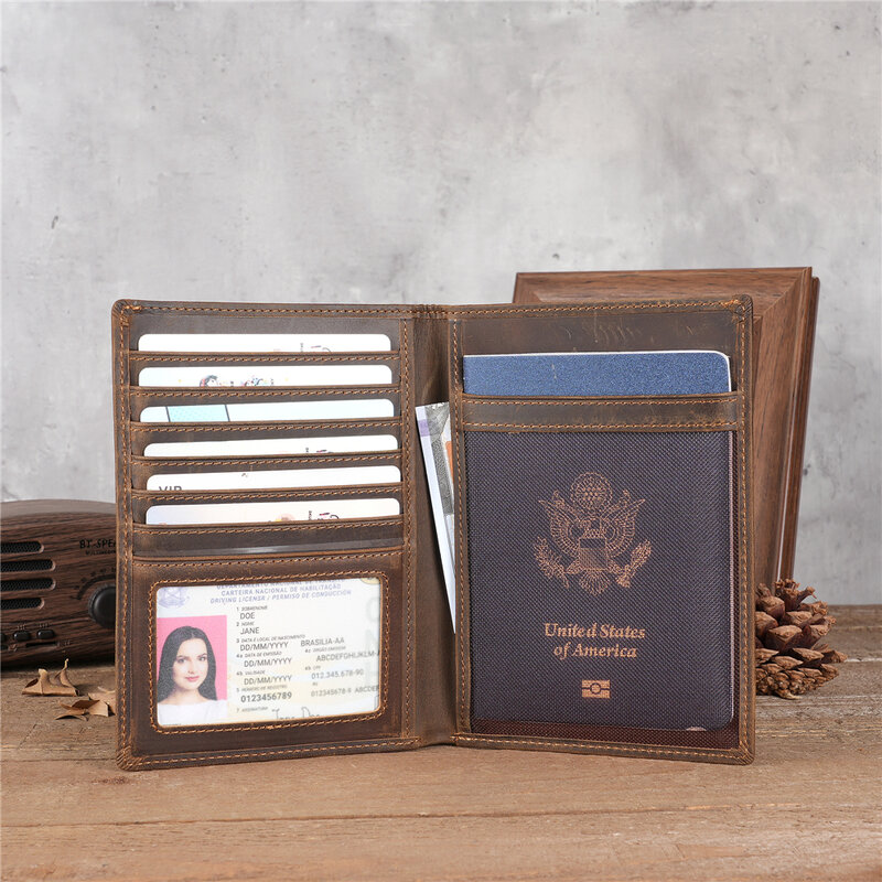 Dompet tempat kartu kredit pemblokir RFID dompet kulit asli perlindungan kualitas tinggi tempat kartu ID bisnis untuk Pria & Wanita