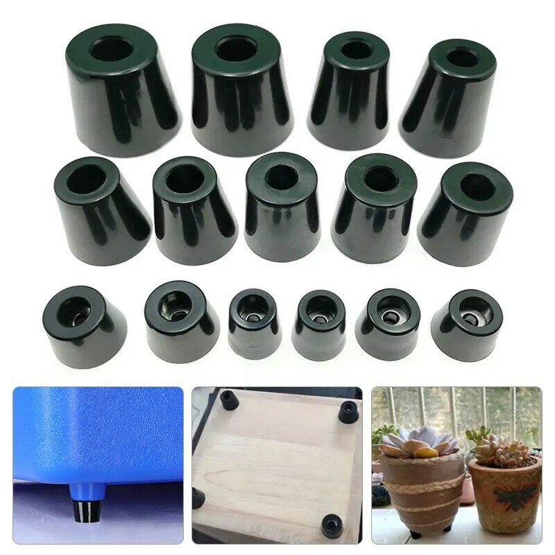 10pcs Anti Slip Furniture Legs Feet Black Speaker Cabinet Bed Table Box Conical Rubber Shock Pad Floor Protector Furniture Parts