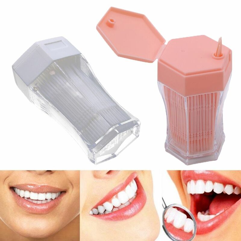 6.2 cm Disposable Soft Plastic Candy Color Fashion Eco-Friendly Brushed Toothpick Interdental Double-head Oral Care